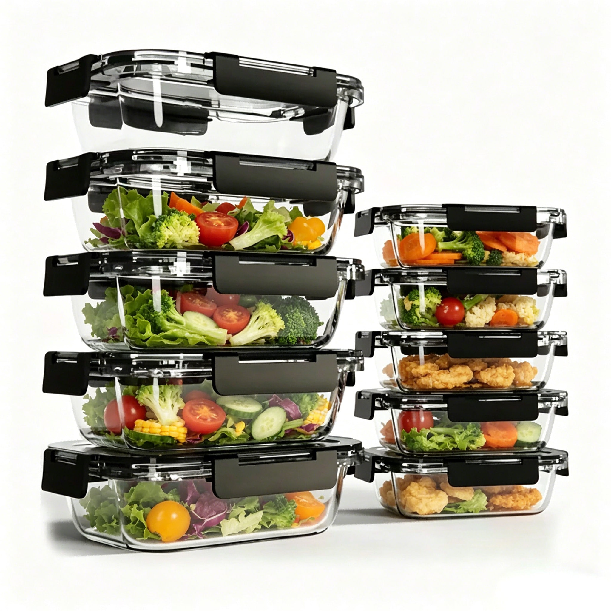 Meal Prep Glass Containers Oven Safe - Набор из 10 стеклянных контейнеров для
