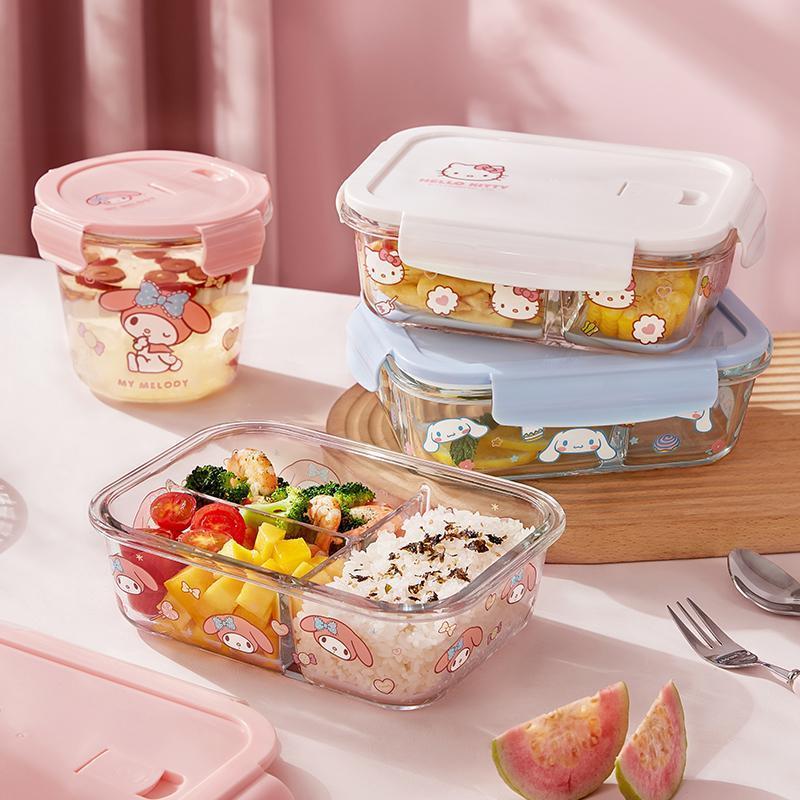 Meal Prep Glass Containers Oven Safe - Набор ланч-боксов Hello Kitty с принтом,
