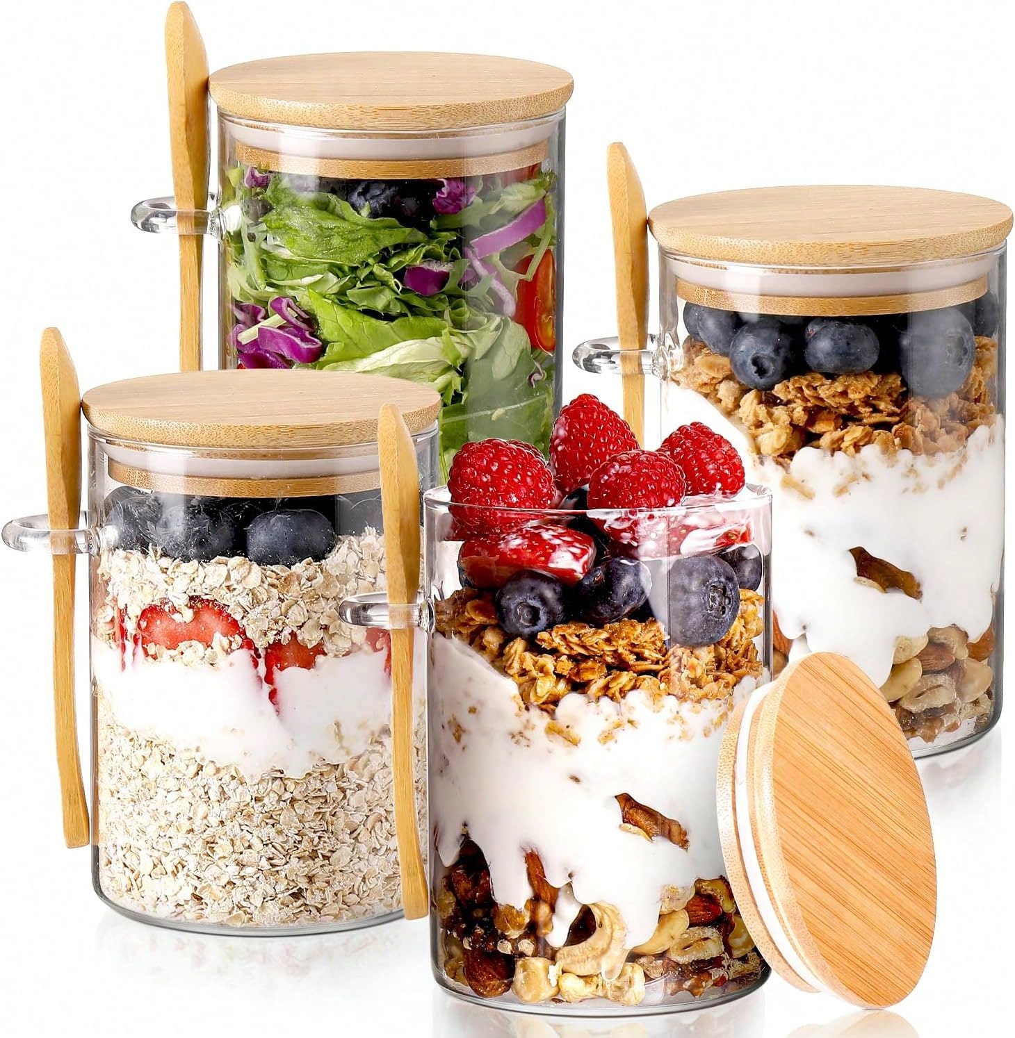 Meal Prep Overnight Oats - Набор из 4-х стеклянных контейнеров для