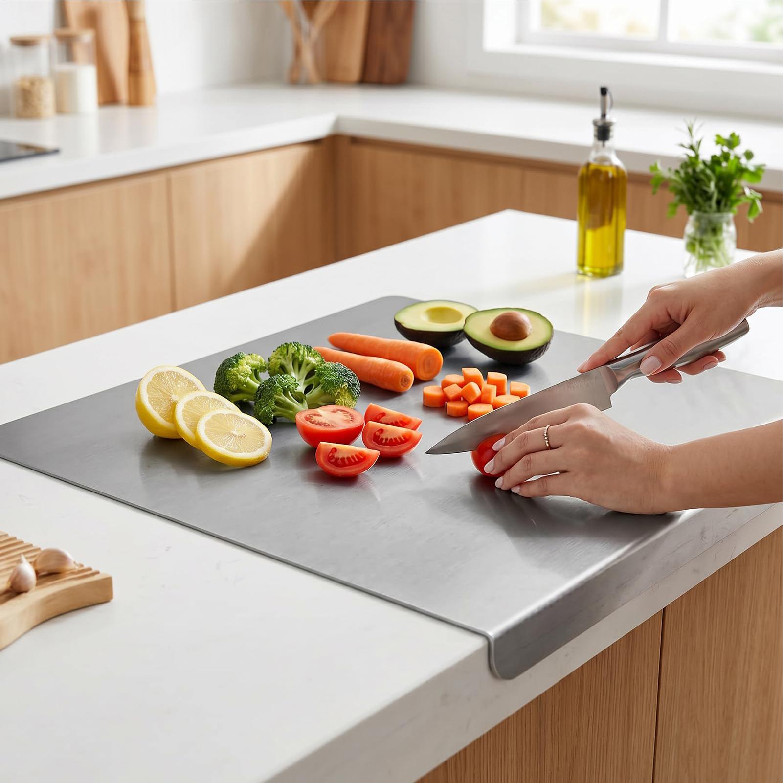 Meal Prep Easy - Нескользящая разделочная доска из нержавеющей стали,