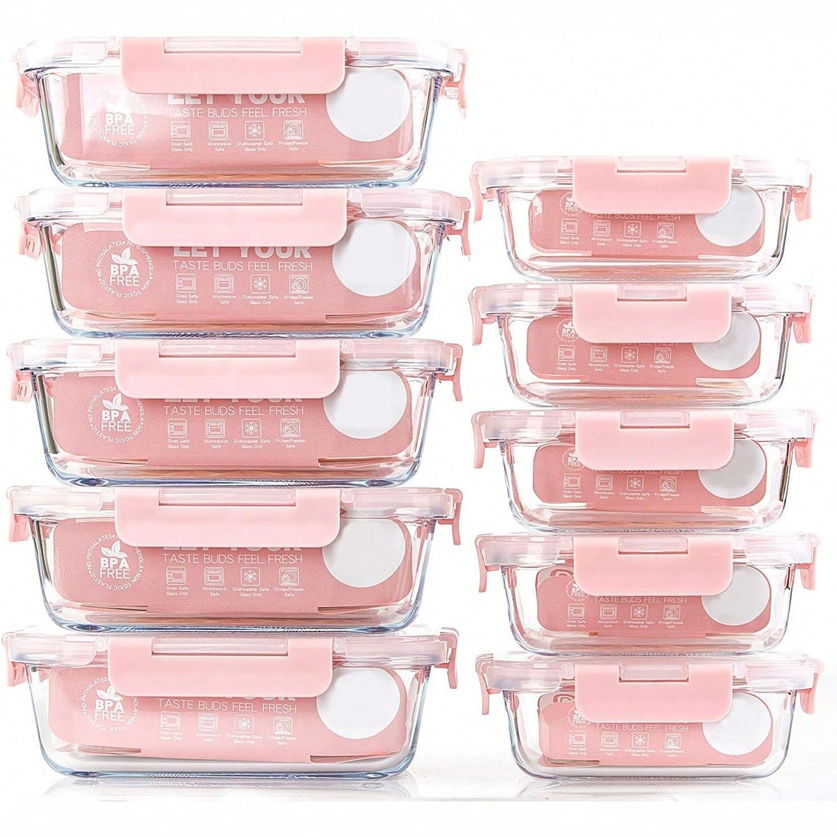 Meal Prep Glass Containers Oven Safe - Набор из 10 стеклянных контейнеров для