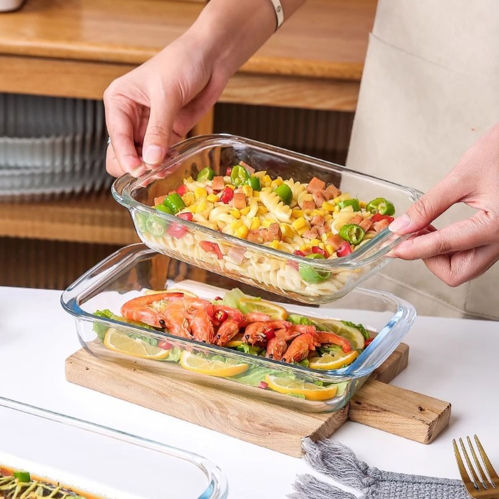 Meal Prep Glass Containers Oven Safe - Прочная прямоугольная стеклянная форма для запекания,